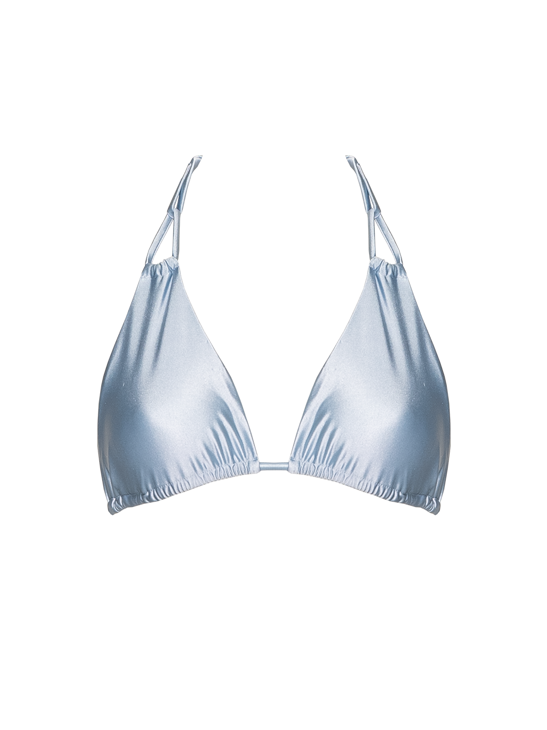 Second Skin | Satiny ~ Triangle Bikini Top with Hoops - Gentle Blue