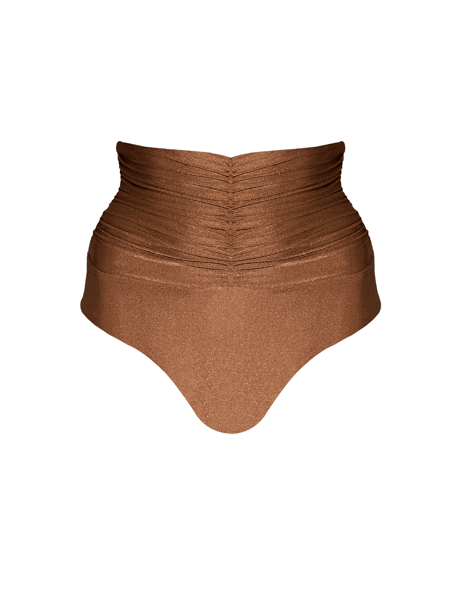 Second Skin | Shimmer ~ Super High-Waisted Ruched Bikini Bottom - Spice Bronze