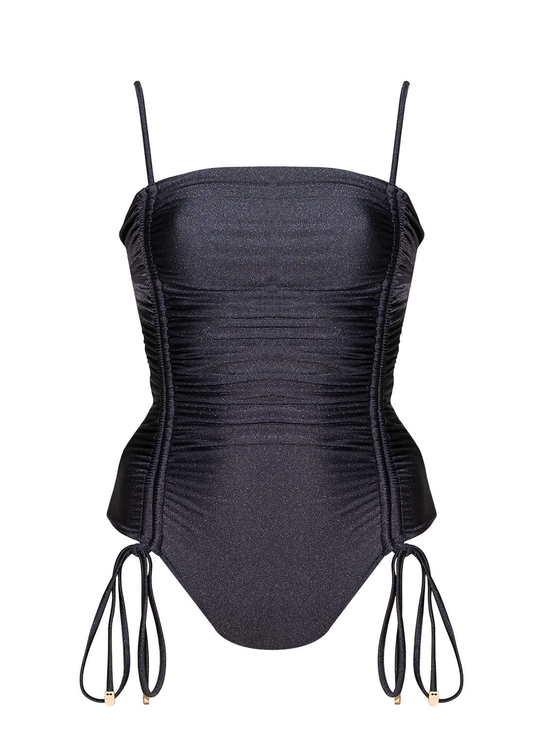 Second Skin | Shimmer ~ Ribbon-tie Ruched One-piece Swimsuit - Midnight Blue