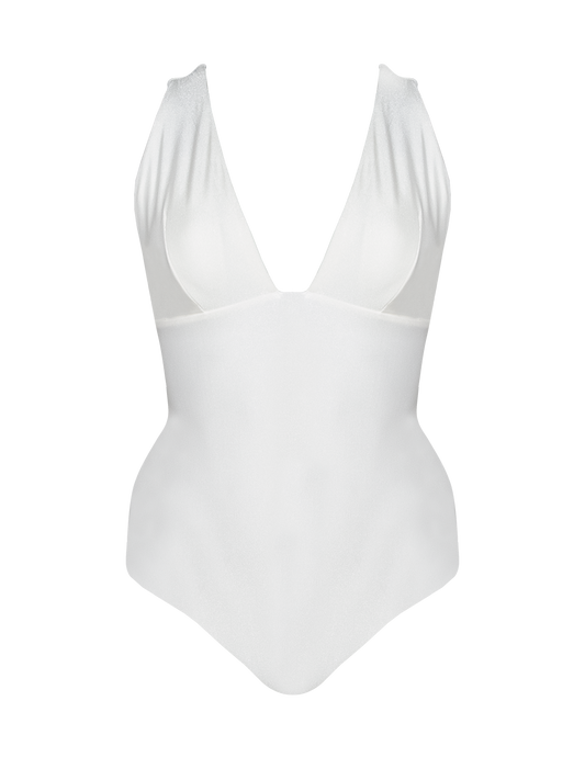 Second Skin | Shimmer ~ Plunging V-neck one-piece swimsuit - Galactic White