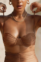 Second Skin | Shimmer ~ Underwired Ruched Bikini Top - Spice Bronze