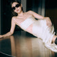 Chien x HAITELIER ~ Strapless Cut-off Maxi Dress - Pearl White