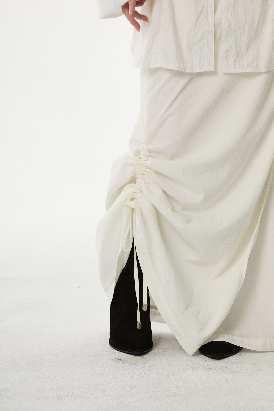 The Eco Edit ~ Two-way drawstring maxi skirt - Galactic White