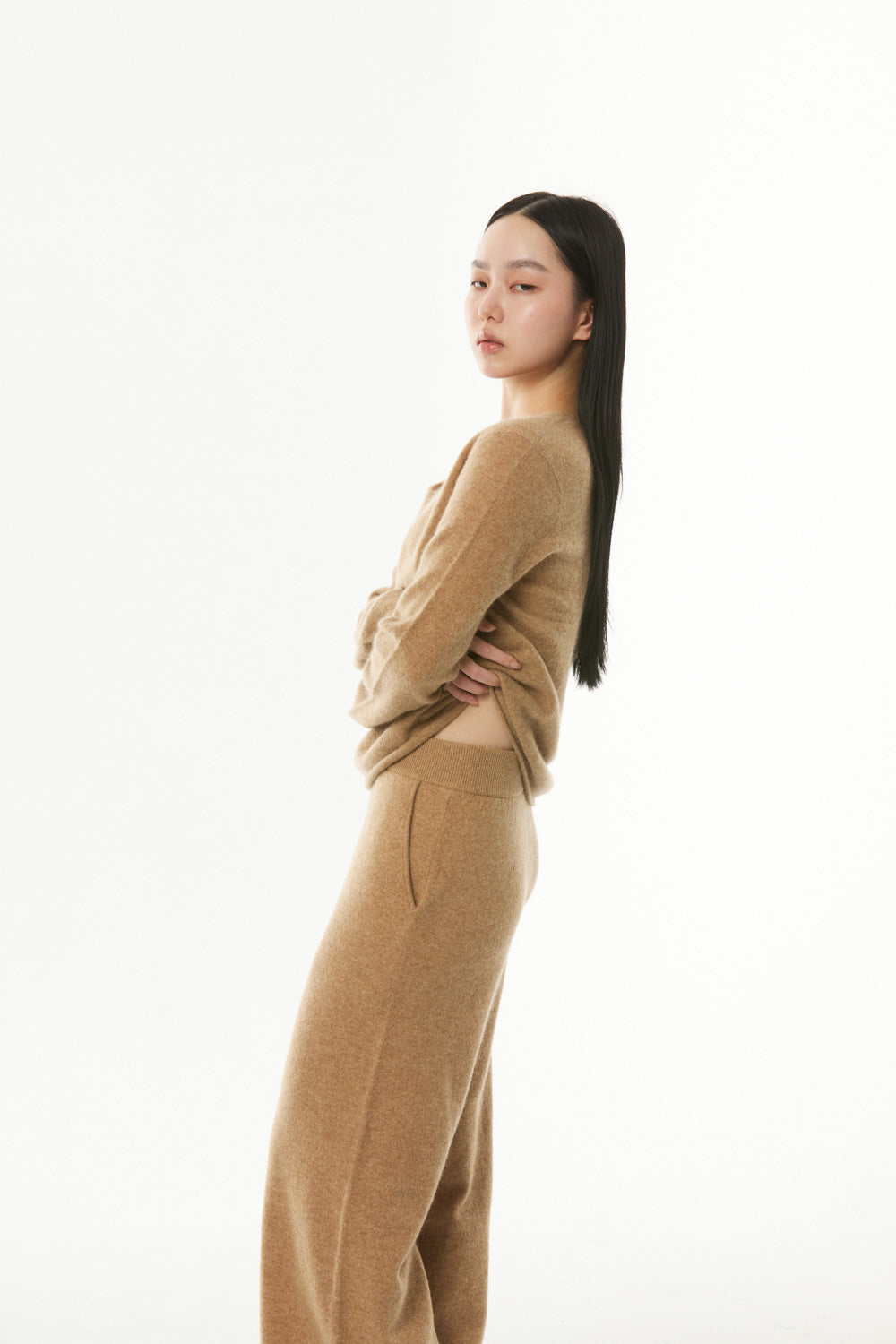 Second Skin ~ Yak Wool Knit Crew Neck Top - Tan