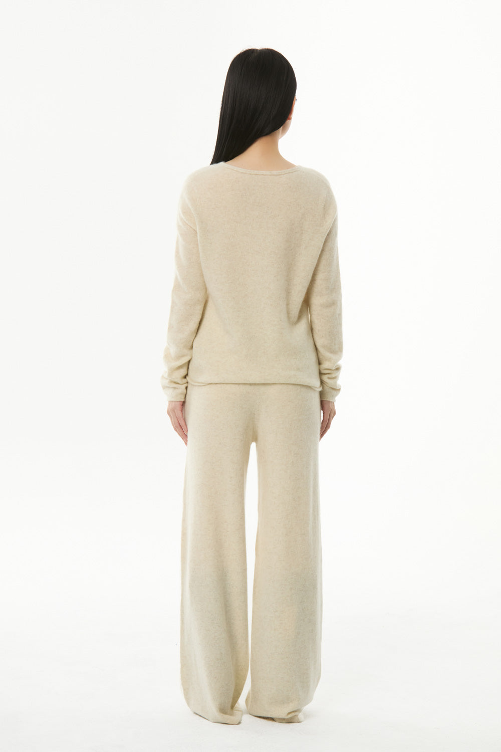 Second Skin ~ Yak Wool Knit V-Neck Top - Beige