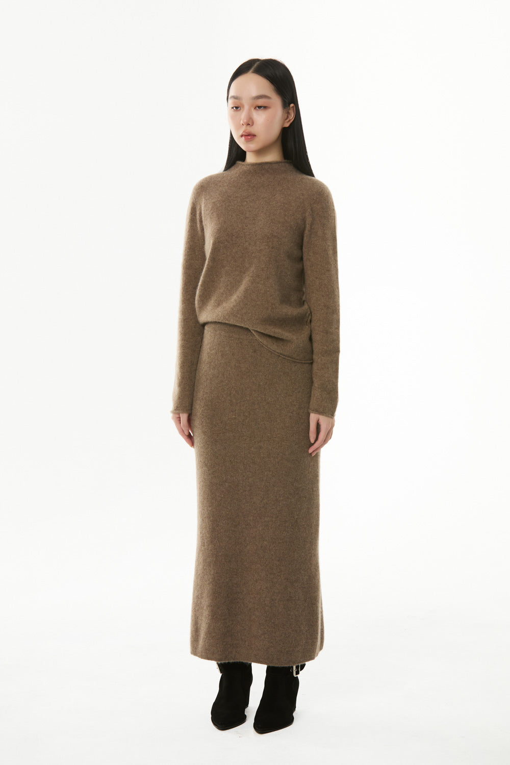 Second Skin ~ Yak Wool Knit Casual A-Line Skirt - Grey