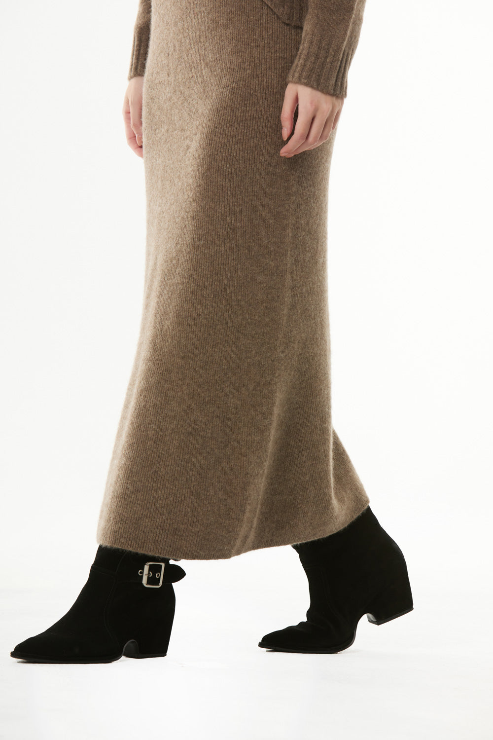 Second Skin ~ Yak Wool Knit Casual A-Line Skirt - Grey