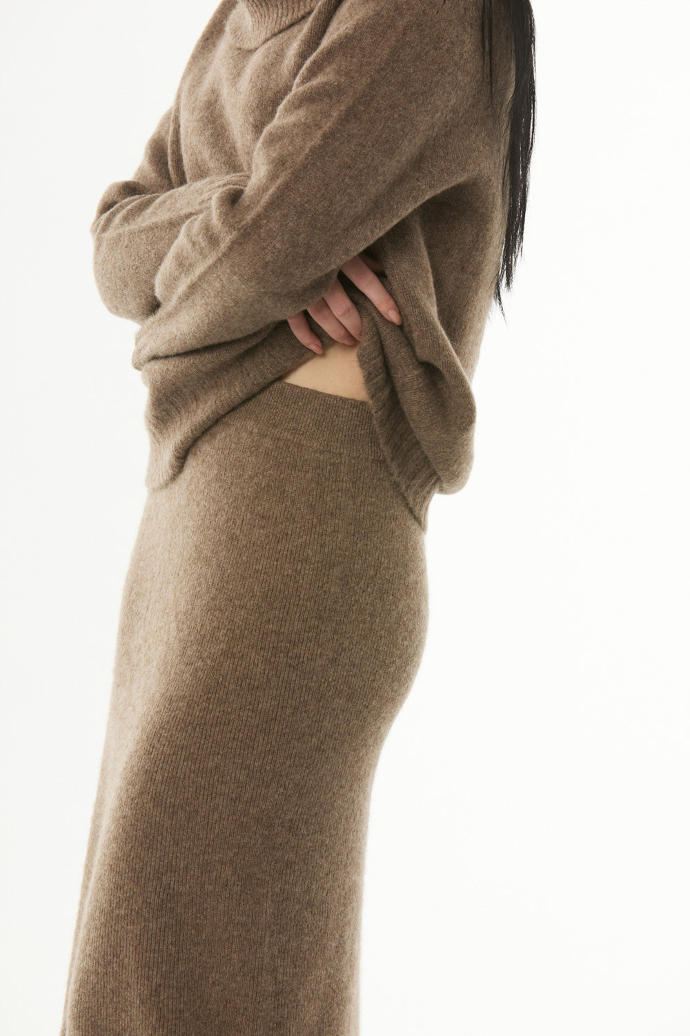 Second Skin ~ Yak Wool Knit Casual A-Line Skirt - Grey