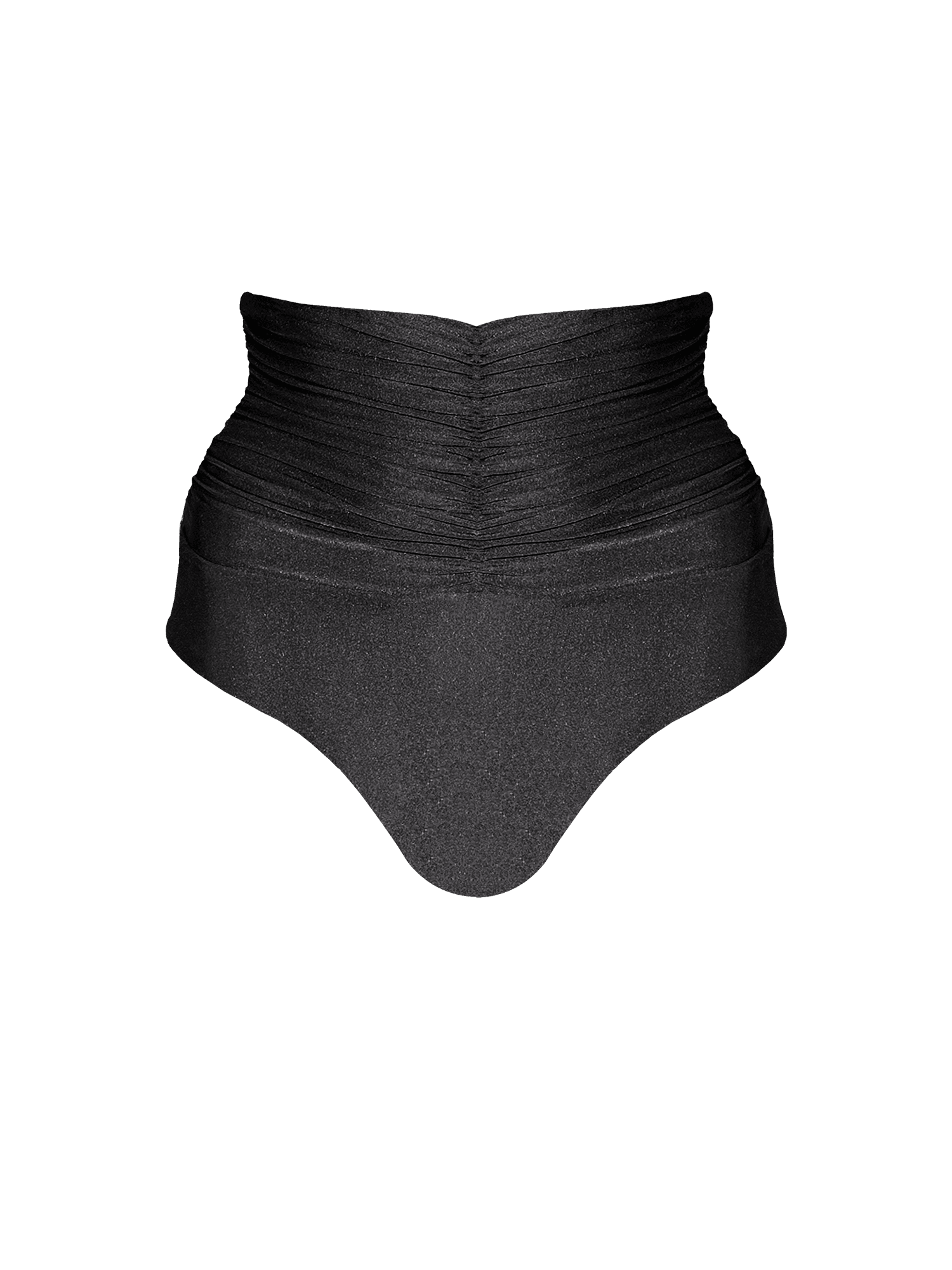 Second Skin | Shimmer ~ Super High-Waisted Ruched Bikini Bottom - Onyx Black