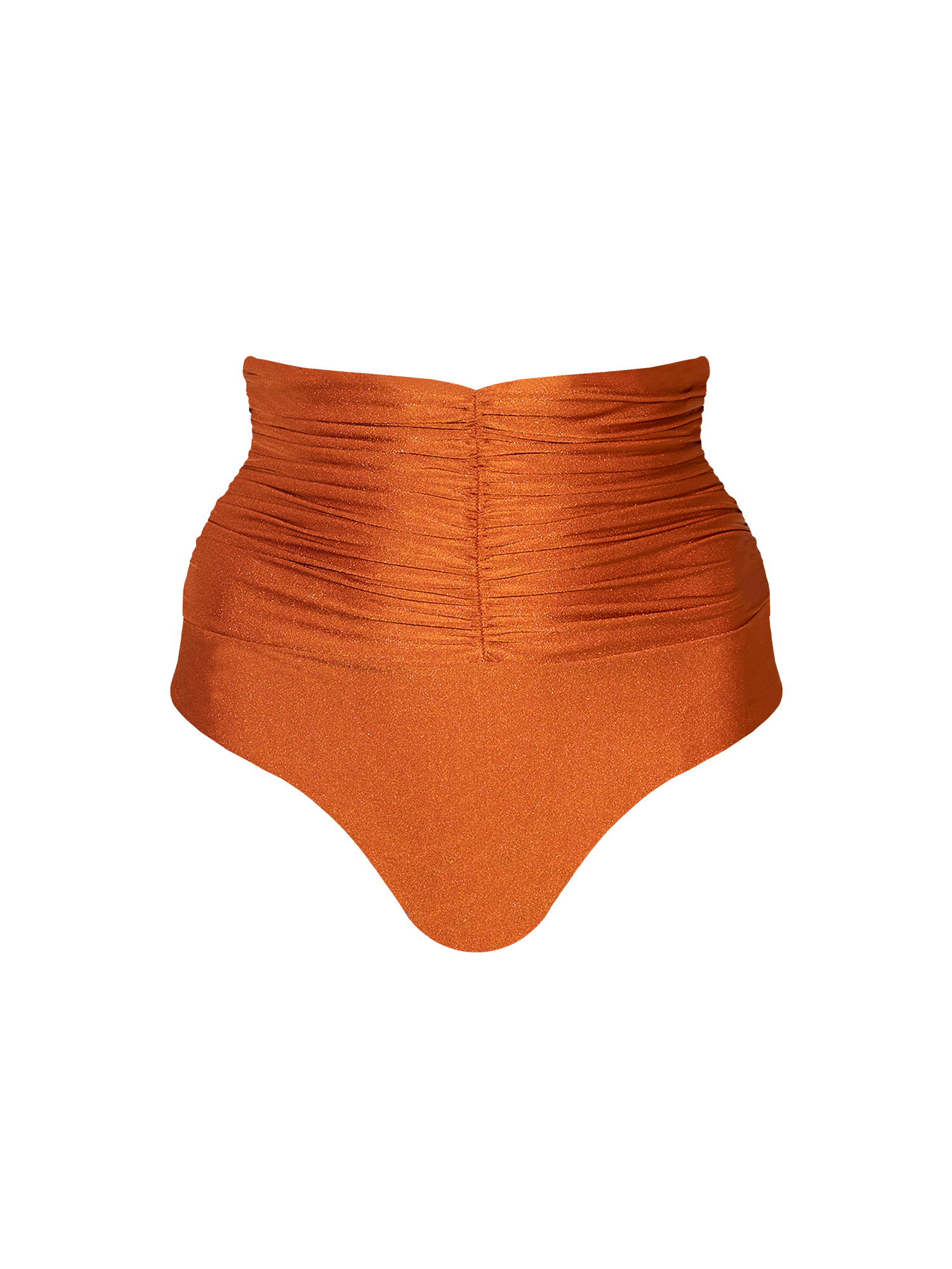 Second Skin | Shimmer ~ Super High-Waisted Ruched Bikini Bottom - Peruvian Amber