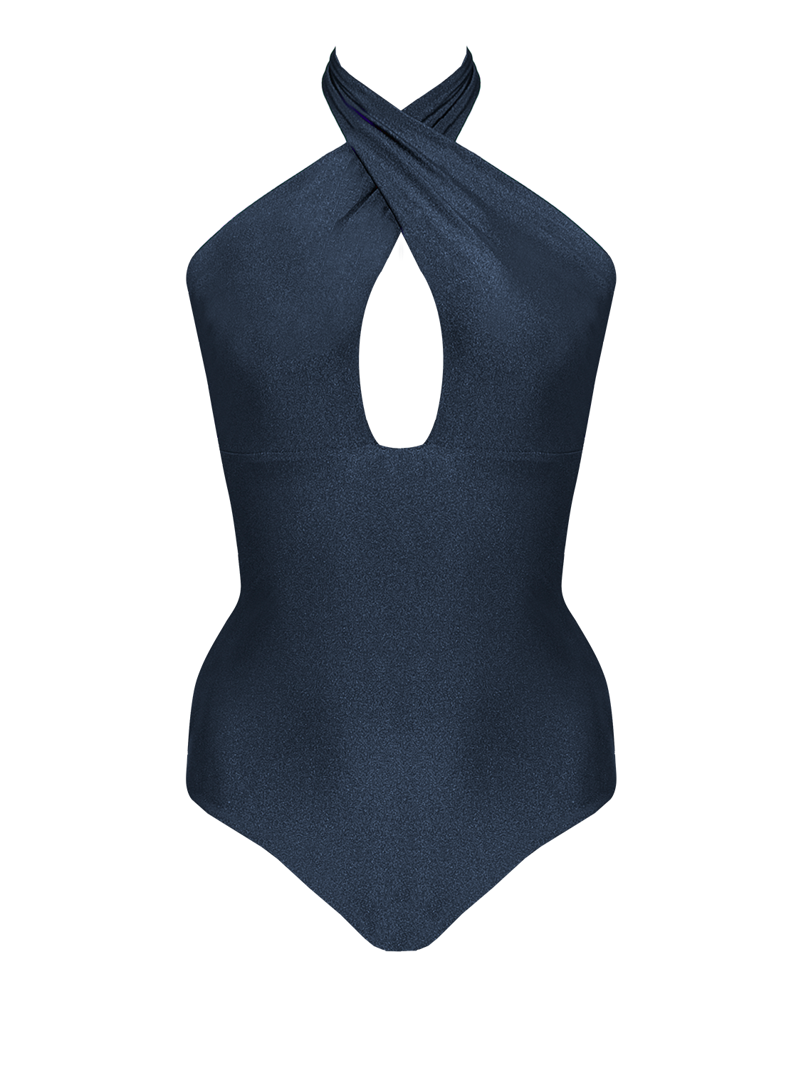 Peachi x HÁI ~ Criss Cross Halterneck One-piece Swimsuit - Midnight Blue