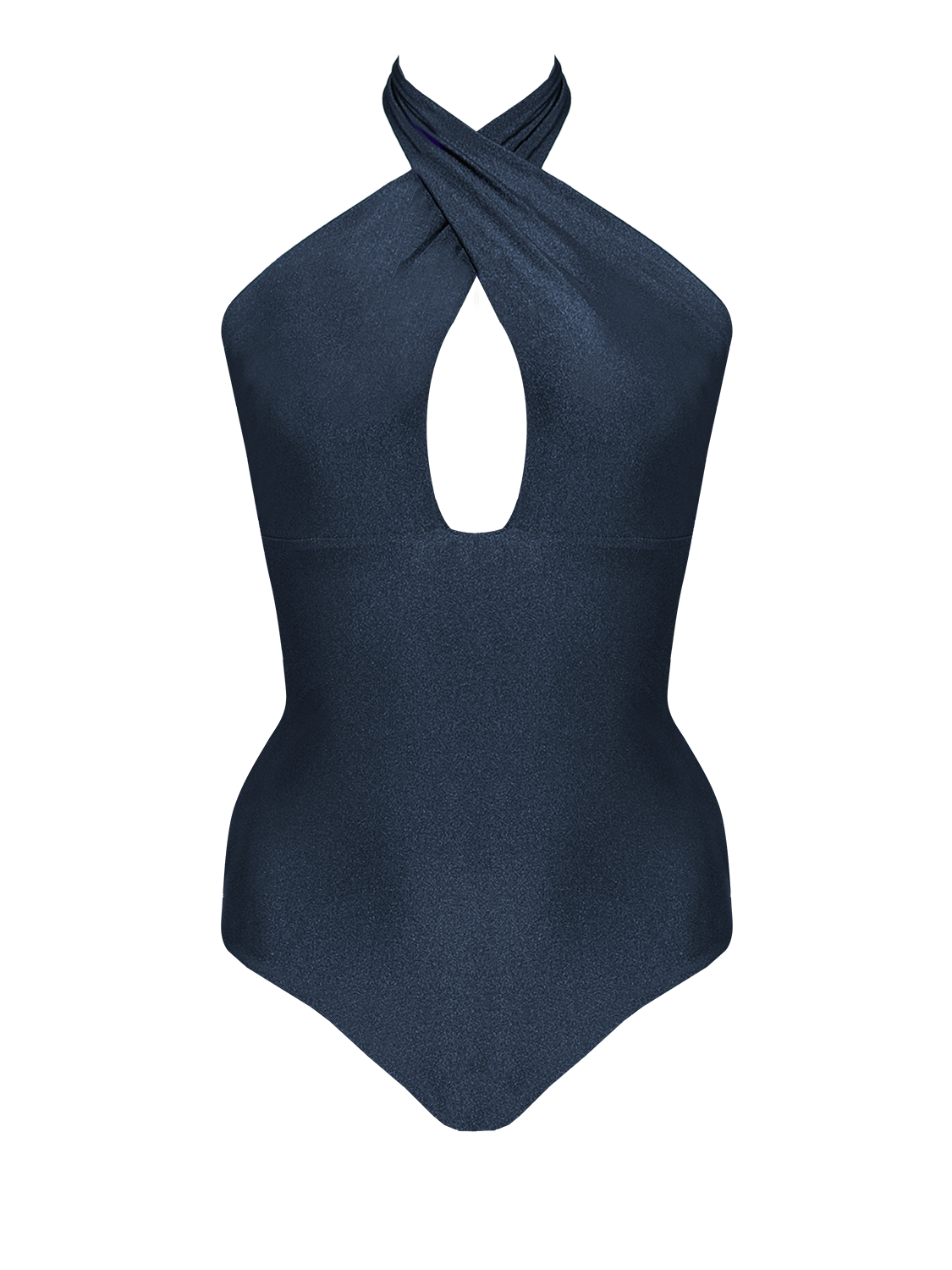 Second Skin | Shimmer ~ Criss Cross Halterneck One-piece Swimsuit - Midnight Blue