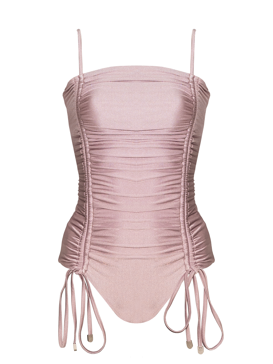 Second Skin | Shimmer ~ Ribbon-tie Ruched One-piece Swimsuit - Mist Purple