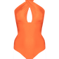 Peachi x HÁI ~ Criss Cross Halterneck One-piece Swimsuit - Tiger Orange