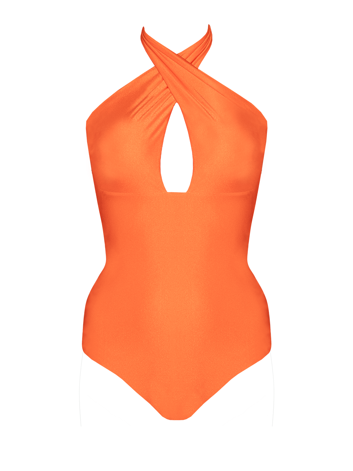 Second Skin | Shimmer ~ Criss Cross Halterneck One-piece Swimsuit - Tiger Orange