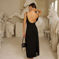 HAITELIER The Eco Edit ~ Backless Slit Dress - Onyx Black