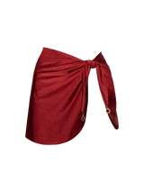 Second Skin | Shimmer ~ High Slit Mini Skirt - Garnet Red