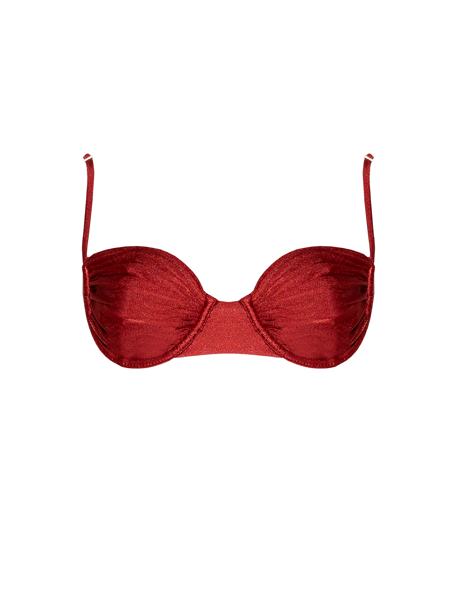 Second Skin | Shimmer ~ Underwired Ruched Bikini Top - Garnet Red