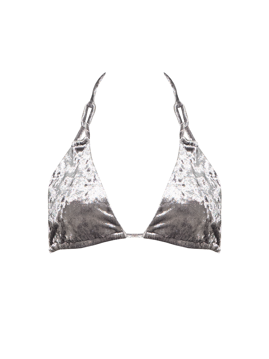 Coral Mirage ~ Triangle Bikini Top with Hoops - Velvet Silver