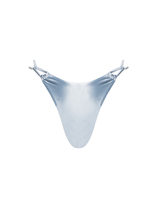 Second Skin | Satiny ~ Triangle Bikini Bottom with Hoops - Gentle Blue