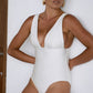 Second Skin | Shimmer ~ Plunging V-neck one-piece swimsuit - Galactic White