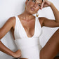 Second Skin | Shimmer ~ Plunging V-neck one-piece swimsuit - Galactic White