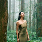 Maggie x HÁI ~ One-Shoulder Spaghetti Strap Maxi Dress - Olive Green