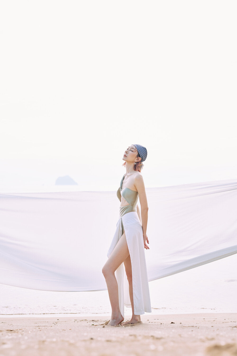 Astor x HÁI ~ One Shoulder One-piece - Mist Green