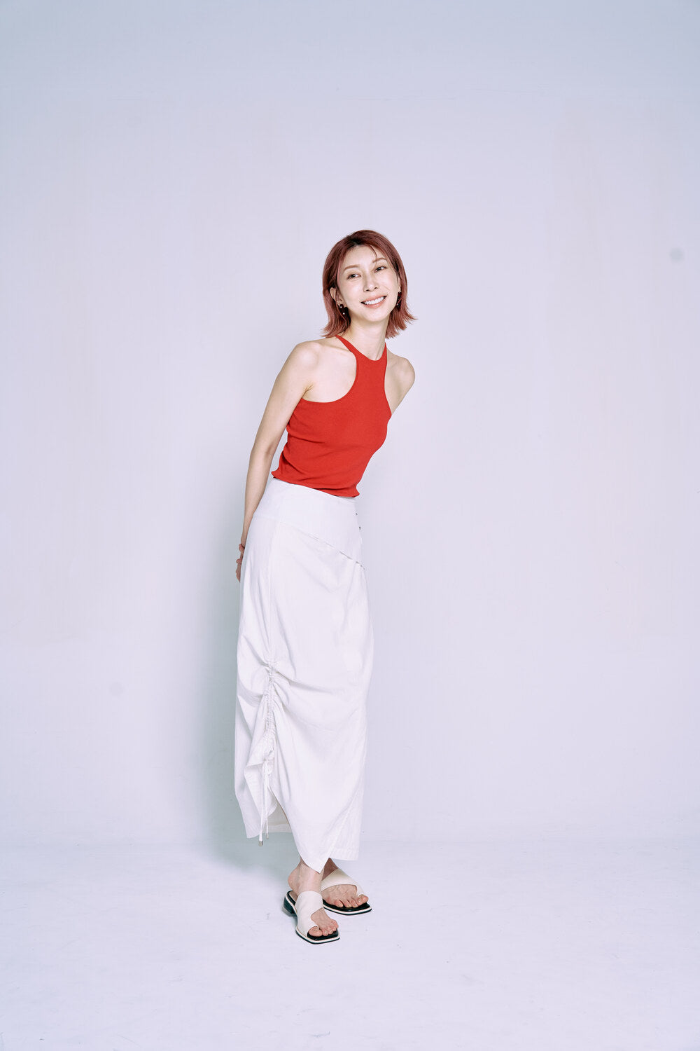 Astor x HÁI ~ Two-way drawstring maxi skirt - Galactic White