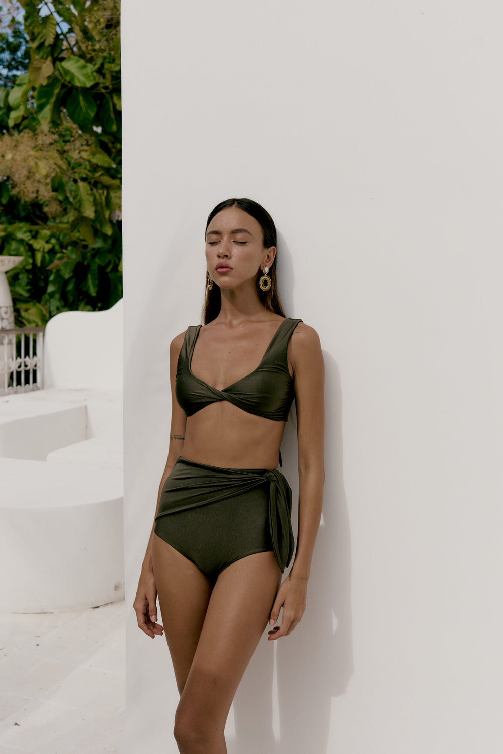 Second Skin | Shimmer ~ Twist front Bikini Top - Emerald Green