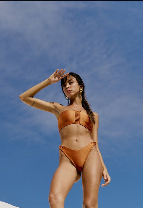 Second Skin | Shimmer ~  Loop-de-Loop Bikini Top - Peruvian Amber