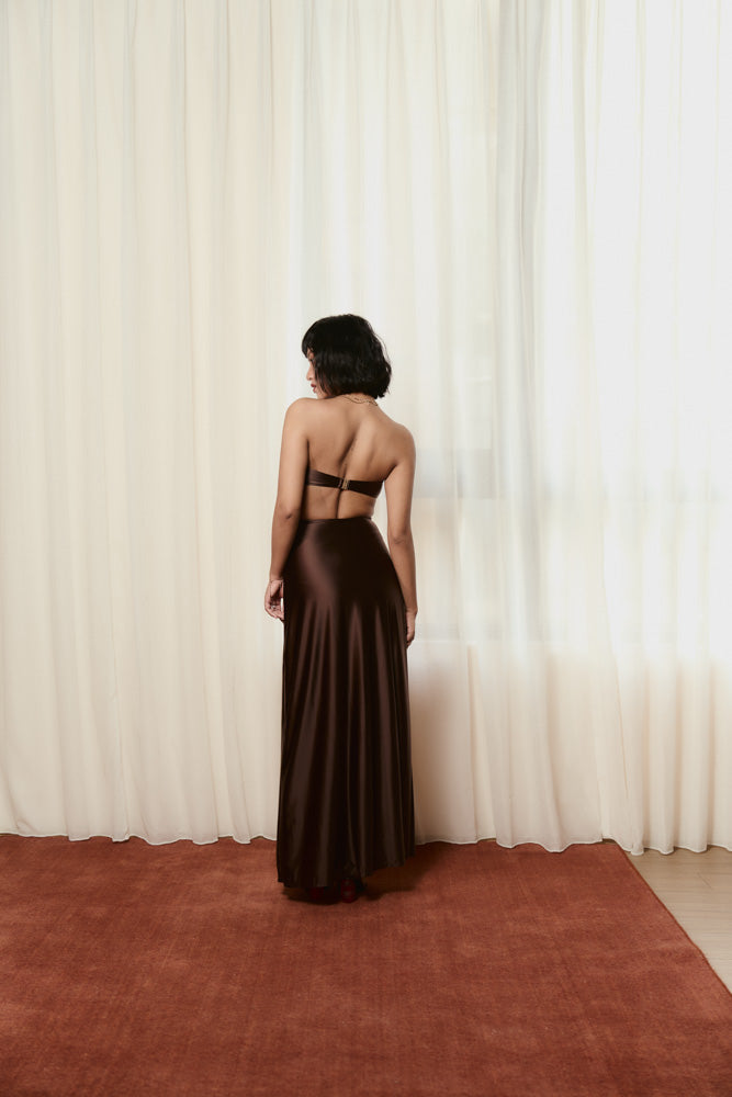 Andrea x HÁI ~ The Island Halter Ｍaxi Dress - Maya Cocoa