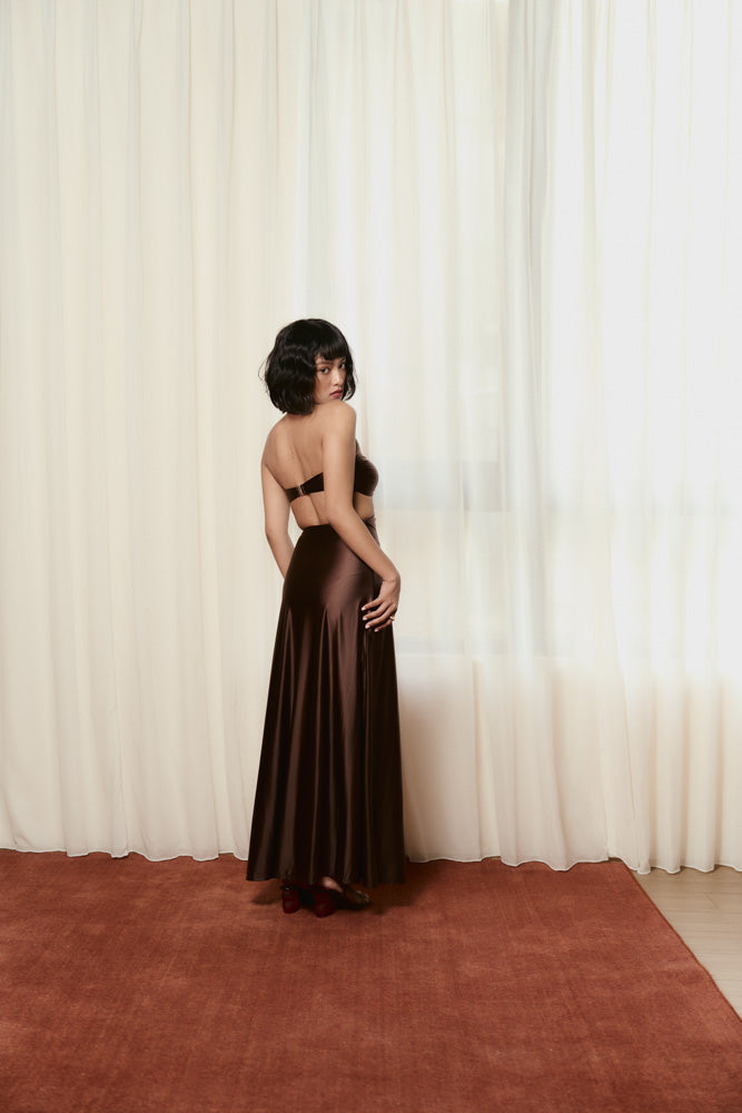 Andrea x HÁI ~ The Island Halter Ｍaxi Dress - Maya Cocoa