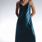 HAITELIER Second Skin|Satiny -High-Slit Plunge Padded Maxi Dress - Tourmaline Teal