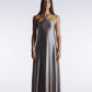 HAITELIER Second Skin|Satiny - X-Neckline Padded Maxi Dress - Heather Silver