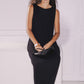 HAITELIER Ribbed Realness - Timeless Maxi Dress with Padded Design - Onyx Black