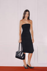 The Eco Edit ~ Bandeau Ruched Dress - Onyx Black