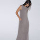 HAITELIER Ribbed Realness - Timeless Maxi Dress with Padded Design - Heather Grey