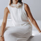 HAITELIER Ribbed Realness - Timeless Maxi Dress with Padded Design - Galactic White