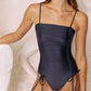 Second Skin | Shimmer ~ Ribbon-tie Ruched One-piece Swimsuit - Midnight Blue