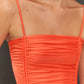 Second Skin | Shimmer ~ Ribbon-tie Ruched One-piece Swimsuit - Tiger Orange