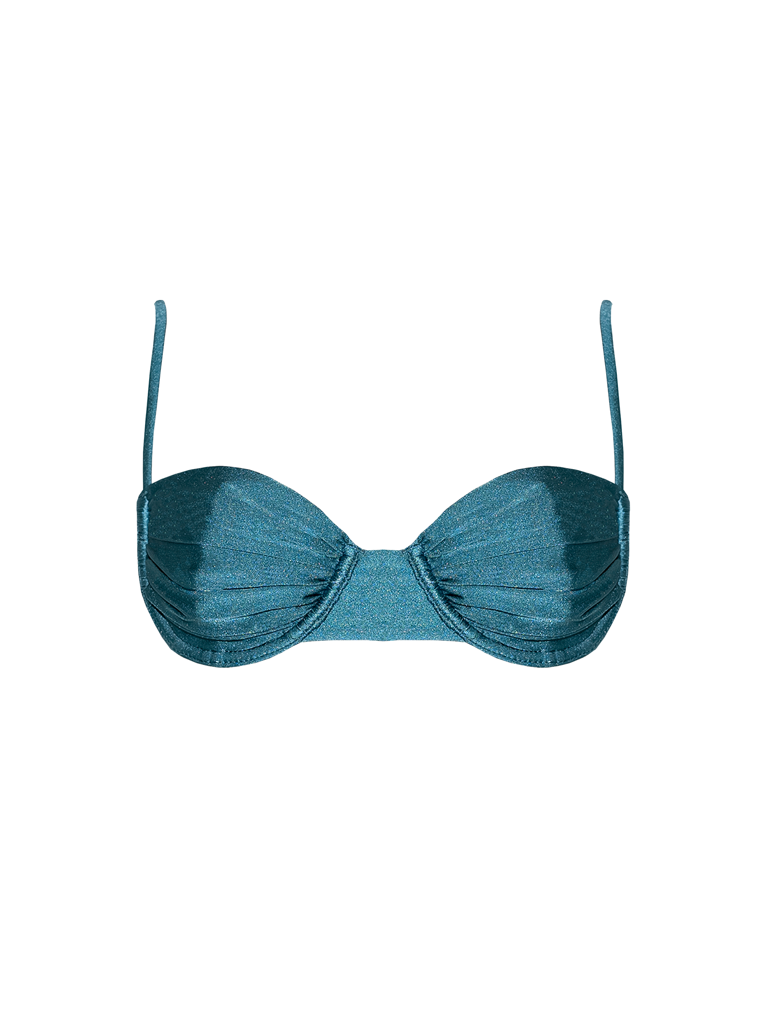 Second Skin | Shimmer ~ Underwired Ruched Bikini Top - Tourmaline Teal