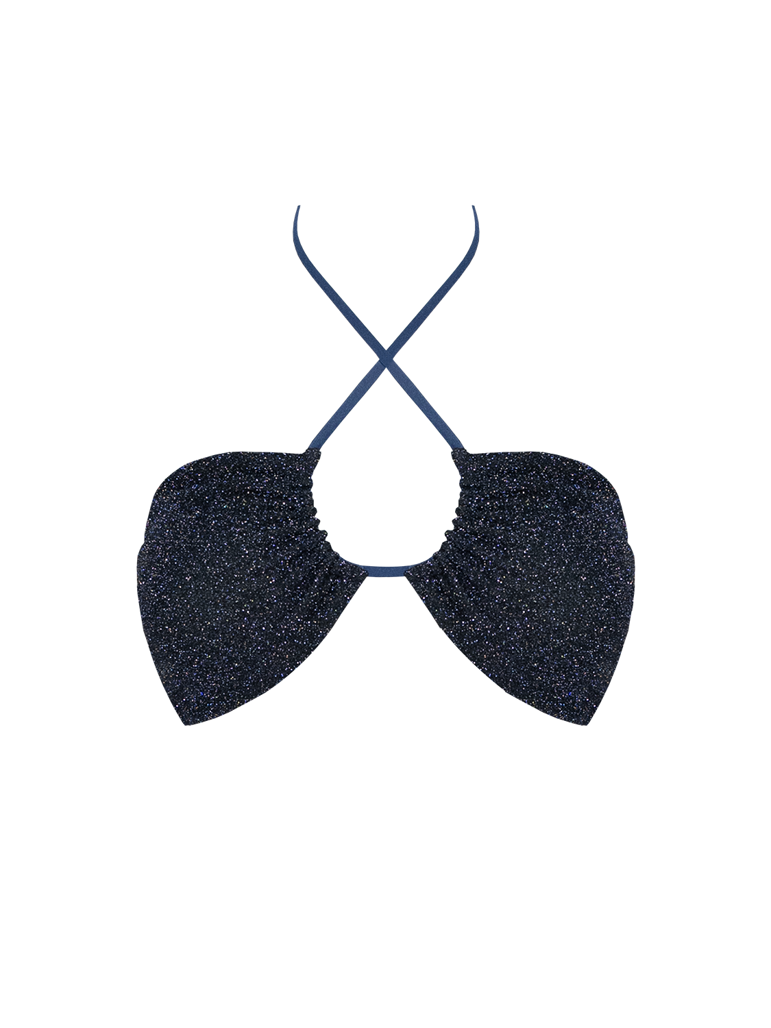 Stardust ~ Halterneck Ruched Bikini Top - Navy