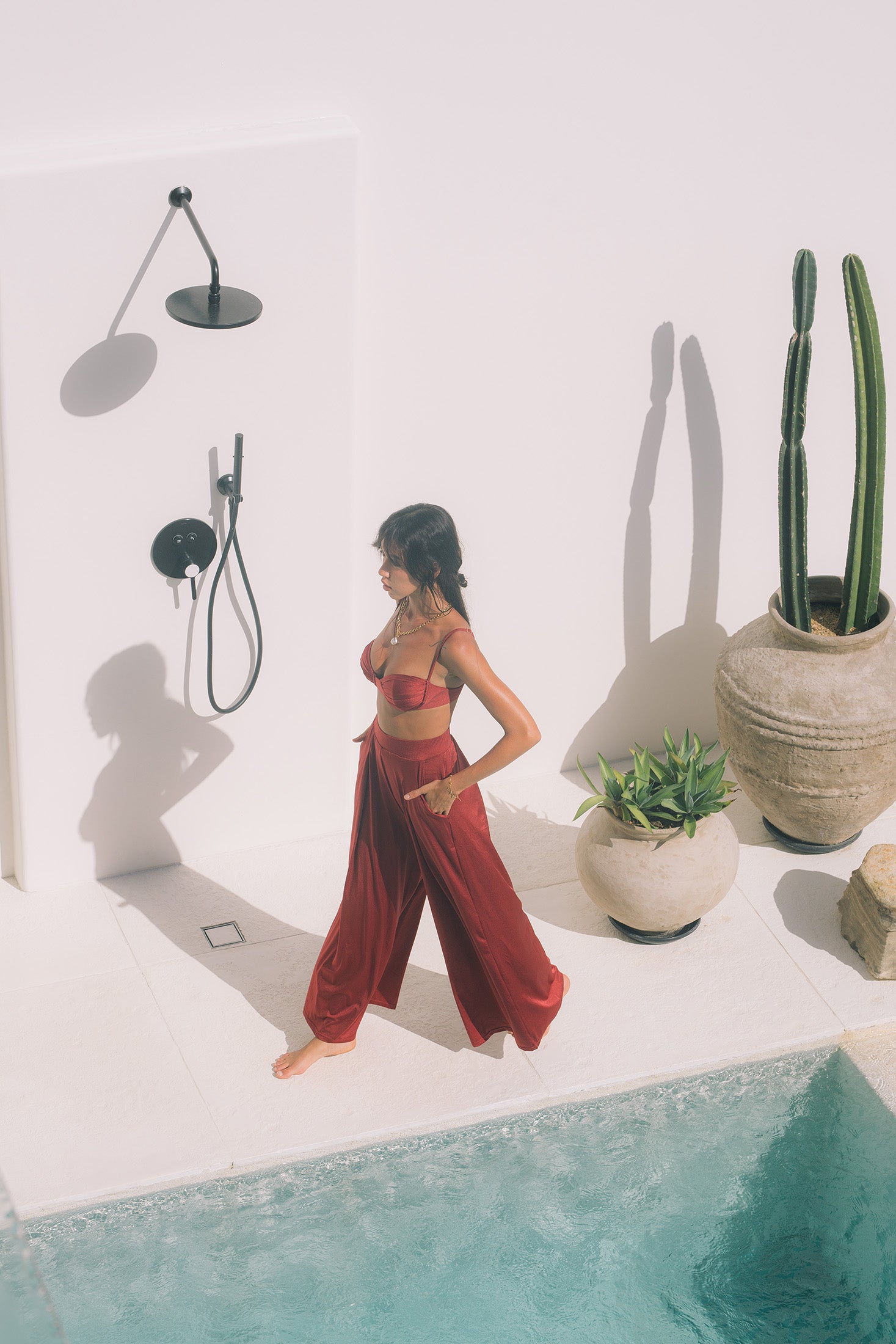 Second Skin | Shimmer ~ Poolside PJ Pants with Pockets - Garnet Red