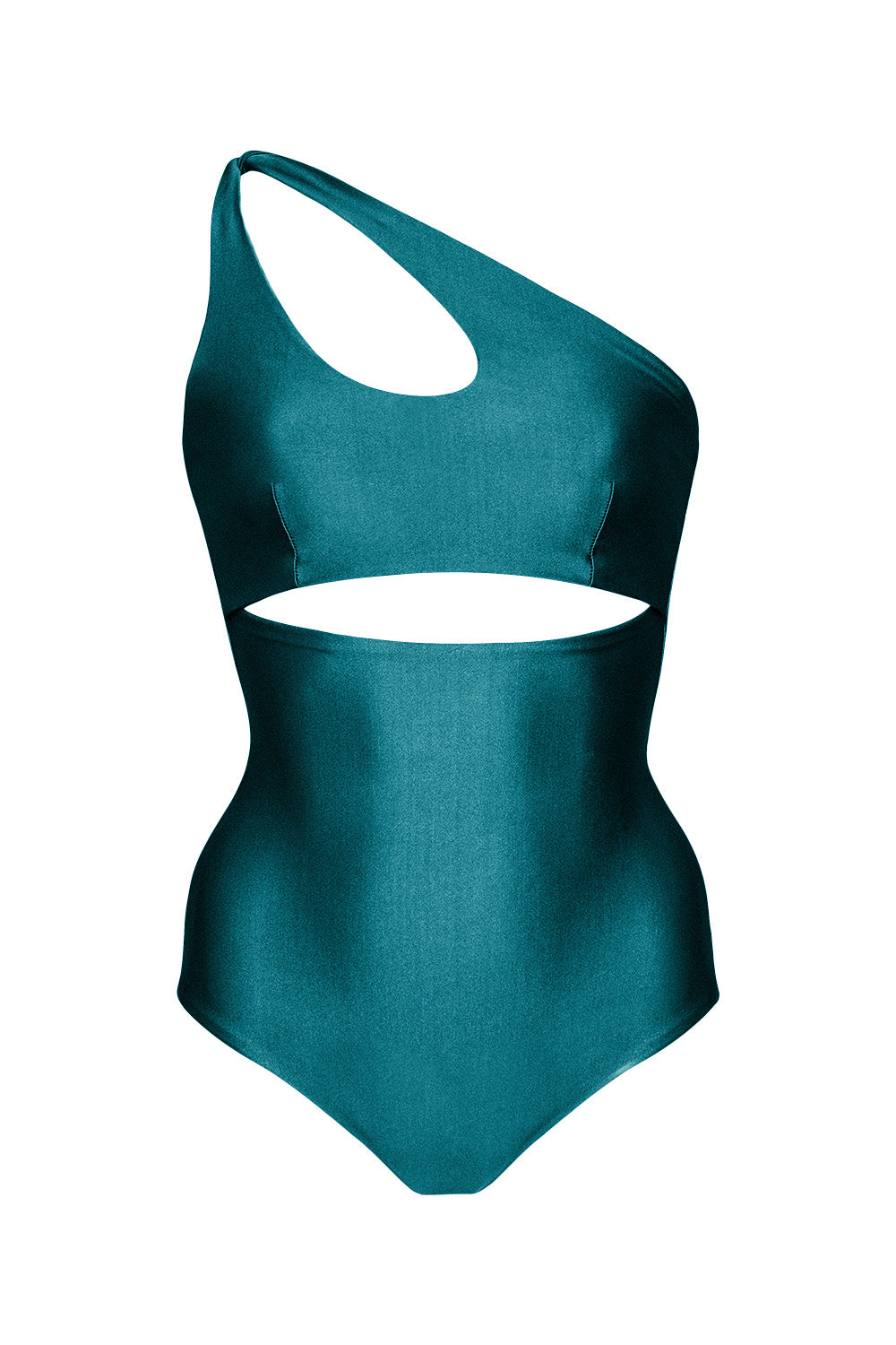 Second Skin | Shimmer ~ Asymmetric Cut-out One Piece -Tourmaline Teal